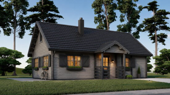 Casa modulara din lemn pin nordic la cheie prefabricata